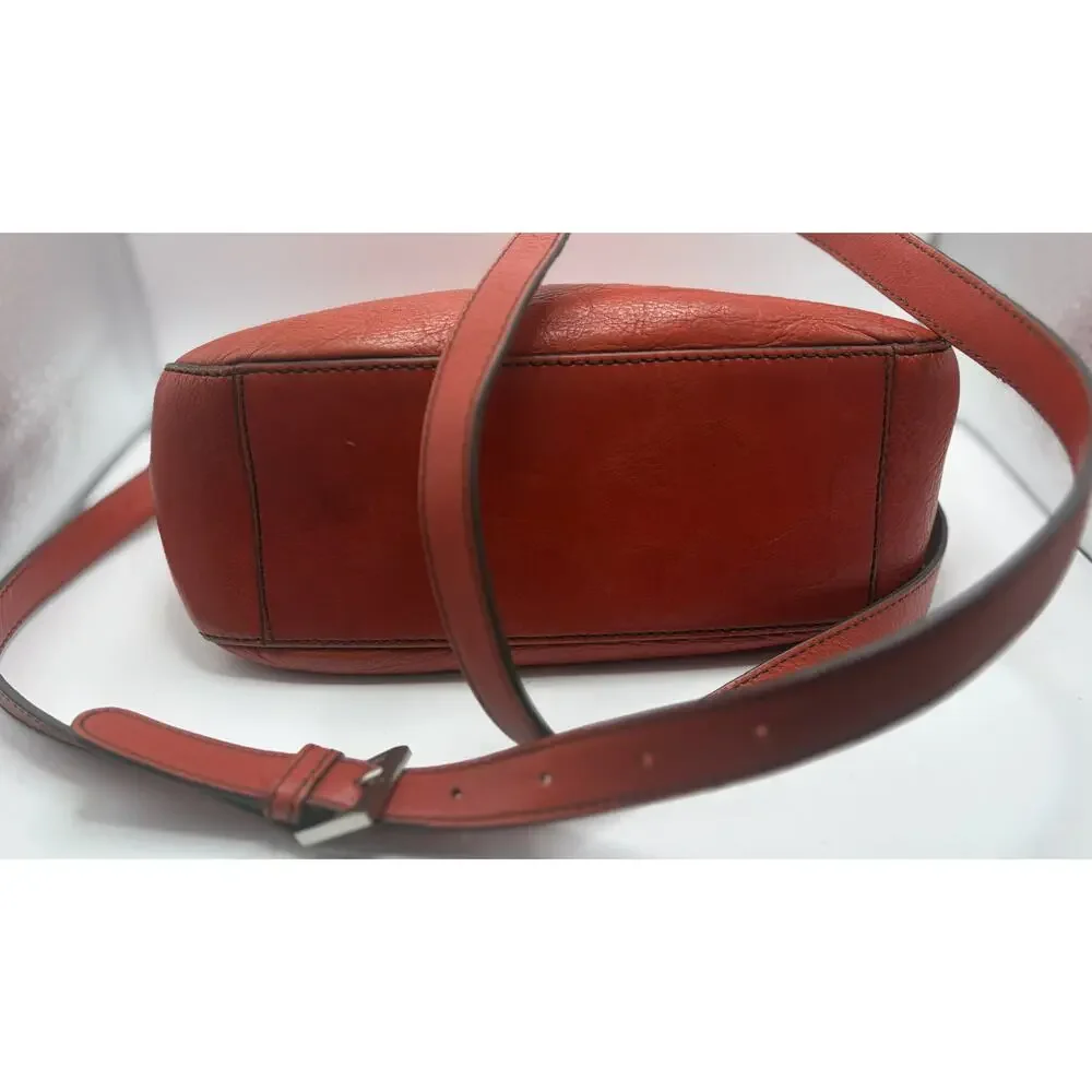 Vintage Etienne Aigner Red‎ Orange Leather Crossbody Messenger Bag Equestrian